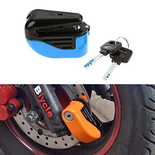 Bike Lock : Leluckly1 For Outdoor Travel Bicycle Lock Theft-proof Small Alarm Lock Disc Brakes (Color : Blue)