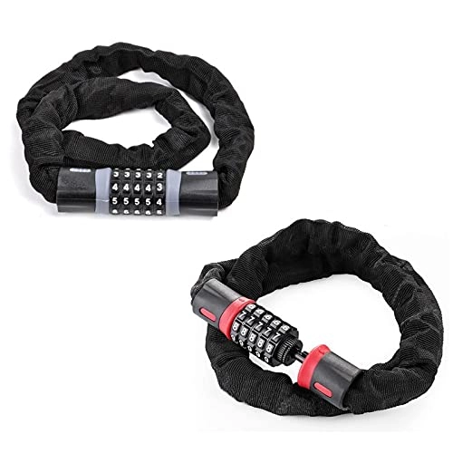 Bike Lock : LENSHAO Portable Anti Theft Bike Lock Bike Locks Safety Chain Lock 5-Digits Codes Anti-Theft Password Bicycle Accessories For Outdoor Cycling