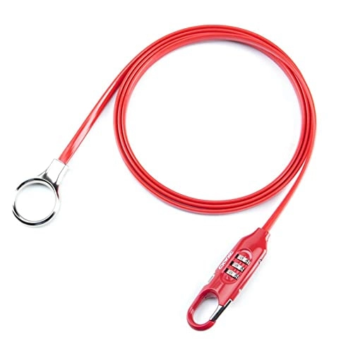 Bike Lock : LENSHAO Portable Anti Theft Bike Lock Bike Locks Scooter Motorcycle Silicone Chain Lock Black / BlueOrange For Portable Mtb Road Cable (Color : Red)