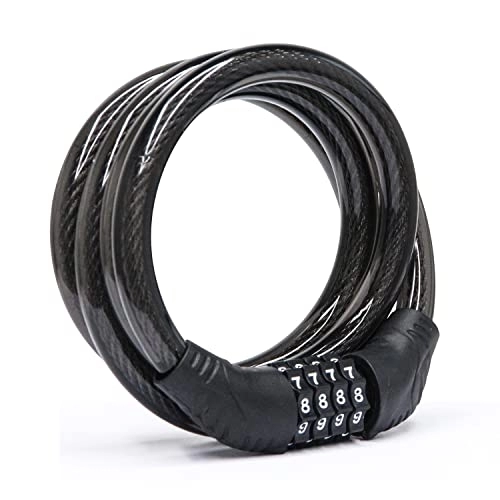 Bike Lock : LEQISMART Bike Lock Cable with Combination, 4 Digit Resettable Combination Cable Lock, for Electric Scooter A8, 4 Feet Black