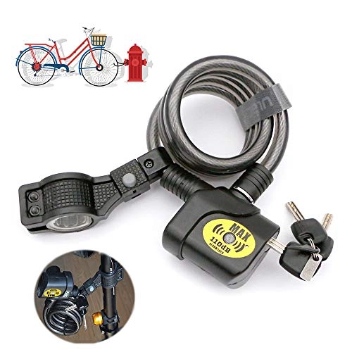 Bike Lock : LICHUXIN Spiral Cable Lock with Anti-Theft Alarm, Bicycle Coiled Cable Lock, 120Cm High Safety Bicycle Protection Tool with Fixed Bracket, Suitable for Bicycles And Electric Vehicles