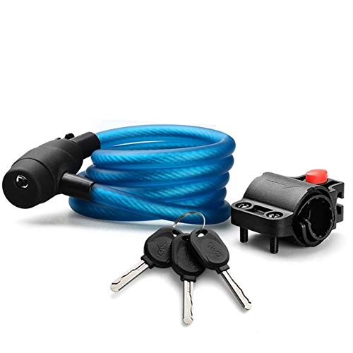 Bike Lock : LIERSI 1.8M Bike Lock Stainless Bicycle Cable Lock Anti-Theft Lock with 3 Keys Cycling Steel Wire Security, Blue