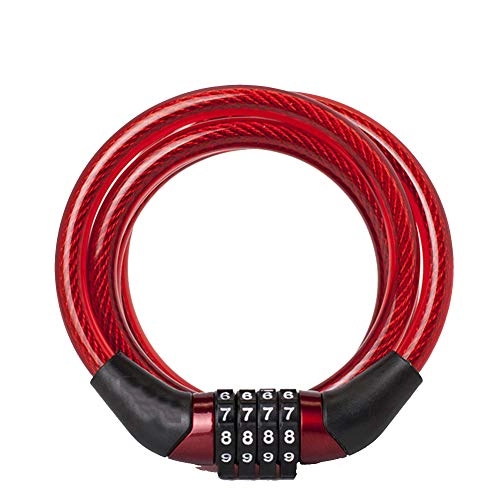 Bike Lock : LIERSI Bike Lock Cable Bicycle Chain Lock / Cycling Lock with 4 Digits Codes Combination Cable Lock for Bike Cycle, Moto, Door, Gate Fence, Red