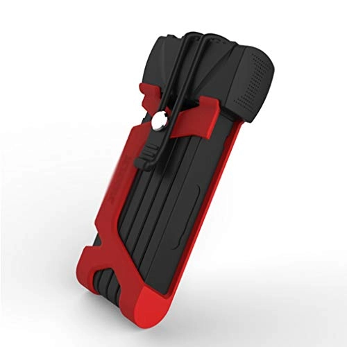 Bike Lock : Little Beauty Powerful Folding Lock Anti-theft Lock Tire Lock Joint Lock Anti-hydraulic Shear Lock Electric Lock (Color : Red)
