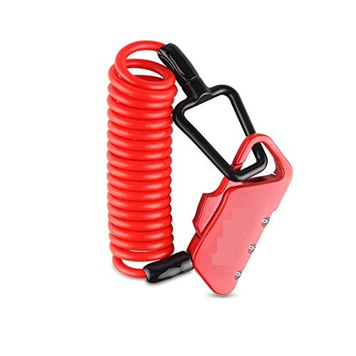 Bike Lock : liuchenmaoyi Mini Bicycle Lock 1200mm Folding Backpack Bicycle Wire Cable Lock 3 Bit Combination Anti-theft Bicycle Bicycle Lock For Home Office Room (Color : Red)