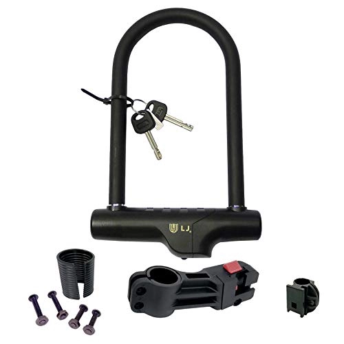 Bike Lock : LJ LihJaw High Security Heavy Duty Bike U Lock with Mounting Bracket, 7x19 Braided Steel Cable, for Road Bicycle Folding Bike Mountain Bike and Scooter Electric Bike Safety Lock