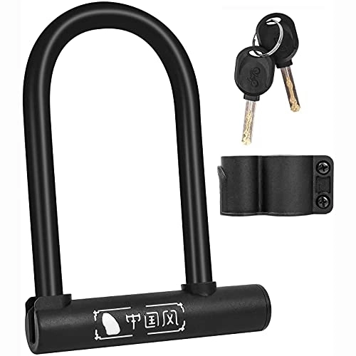 Bike Lock : LOJALS Bicycle Lock, 14mm Heavy Duty Security Mini Bike Lock with 2 Keys & Mounting Bracket, Anti-Theft Bicycle Steel U Lock for Road Bikes Mountain Bikes