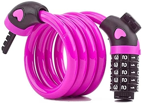 Bike Lock : LOJALS Bicycle Password Lock Bicycle Lock Cable, Self-Coiling Cable Bicycle Lock, High Security 5-Position Combination Bicycle Lock and Fixing Bracket, Purple