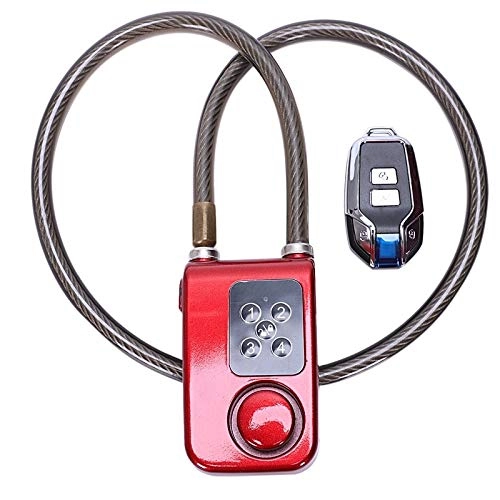 Bike Lock : LQW HOME Chain Locks Electronic Remote Control Lock Anti-theft Security Wireless Remote Control Alarm Lock 4 Digits durable Chain Locks (Color : Red)