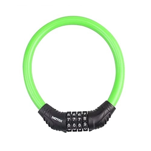 Bike Lock : LYPOCS Cycle Locks For Bicycle Bicycle Lock Mountain Bike 4 Digit Password Lock Anti-theft Portable Security Steel Chain Bike Lock Cable (Color : Green)