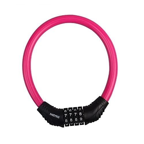 Bike Lock : LYPOCS Cycle Locks For Bicycle Bicycle Lock Mountain Bike 4 Digit Password Lock Anti-theft Portable Security Steel Chain Bike Lock Cable (Color : RoseRed)
