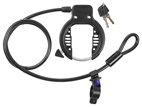 Bike Lock : M-Wave Ring Loop Frame Lock with Cable - Black