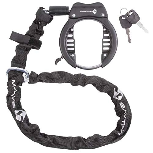Bike Lock : M-Wave Unisex - Adult Ring Chain XL Frame Lock with Chain, Black