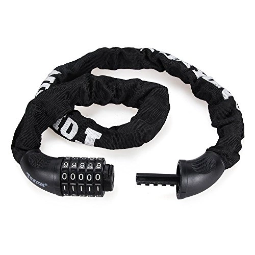 Bike Lock : marsboy Bike Lock - Security Chain with 5 Digit Anti-Theft, 90cm / 12mm Heavy Duty Combination Cable Lock for Bicycle, Scooter, Grills & Other Items That Need To Be Secured