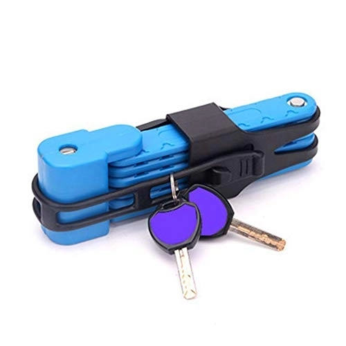 Bike Lock : MASO Universal Folding Bike Lock Compact Bicycle Lock with Strong Alloy Steel 6 Joints - Blue