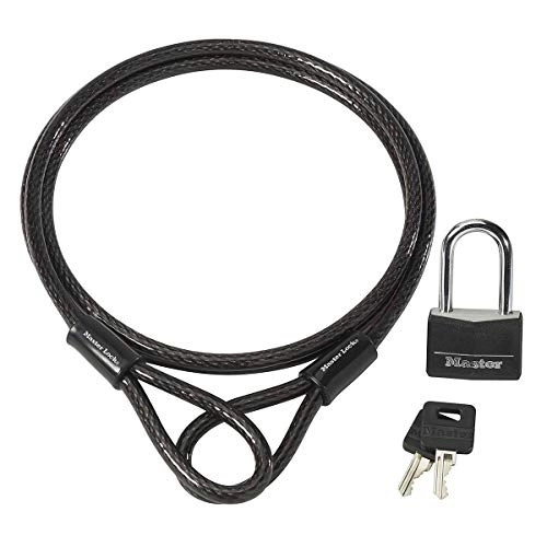 Bike Lock : Master Lock 8270EURDAT Double Loop Steel Cable with Key Padlock, CM