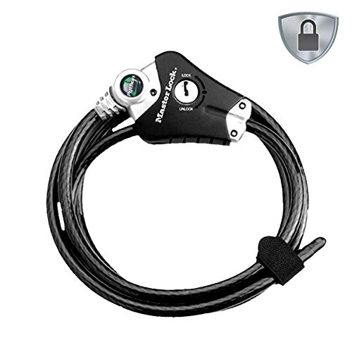 Bike Lock : Master Lock 8428EURDPRO Python Adjustable Key Locking Cable with Nylon Cover, Black, 1 cm