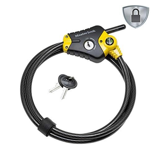 Bike Lock : Master Lock 8433EURD PL472742 Security Cable with Key Lock, Black, from 30 cm to 1, 8 m, 1.8 m