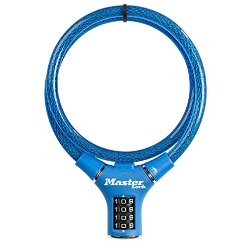 Bike Lock : Master Lock Bike Cable Lock [Combination] [90 cm Cable] [Outdoor] [Blue] 8229EURDPROBLU - Ideal for Bike, Electric Bike, Skateboards, Strollers, Lawnmowers and other Outdoor Equipments