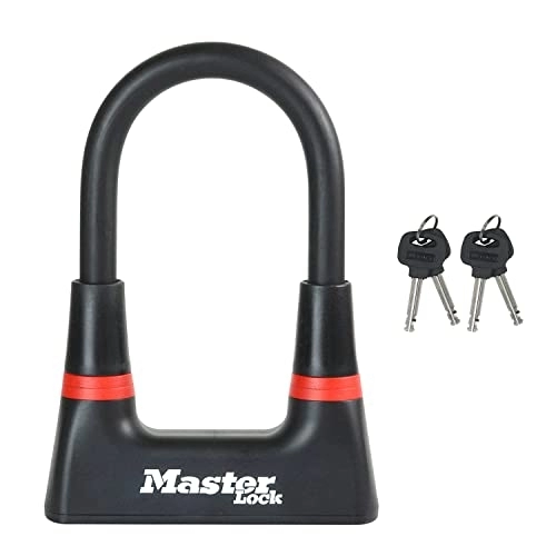 Bike Lock : Master Lock Heavy Duty Bike D Lock [Key] [Certified Bike Lock] 8278EURDPRO - Ideal for Bike, Electric Bike, Mountain Bike, Road Bike, Folding Bike