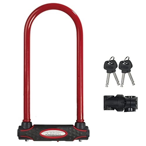 Bike Lock : Master Lock Heavy Duty Bike D Lock [Key] [Universal Mounting Bracket] [Certified Bike Lock] [Long Shackle] [Red] 8195EURDPROLWR - Ideal for Bike, Electric Bike, Mountain Bike, Road Bike, Folding Bike