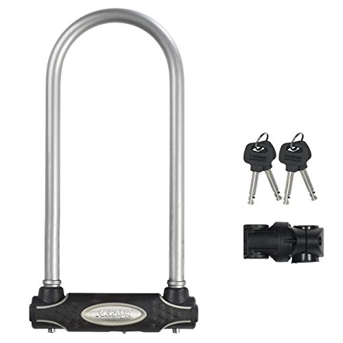 Bike Lock : MASTER LOCK Heavy Duty Bike D Lock [Key] [Universal Mounting Bracket] [Certified Bike Lock] [Long Shackle] [Silver] 8195EURDPROLWS - Ideal for all kinds of Bike