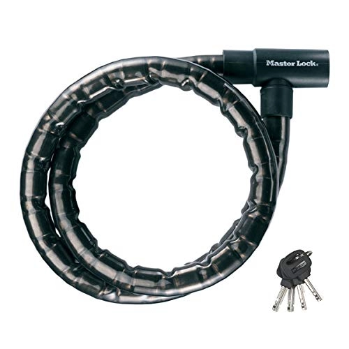 Bike Lock : Master Lock Motorbike Cable Lock [Key] [1.2 m Cable - Armoured Steel] [Outdoor] 8115EURDPS - Ideal for Motorbikes and Bicycles