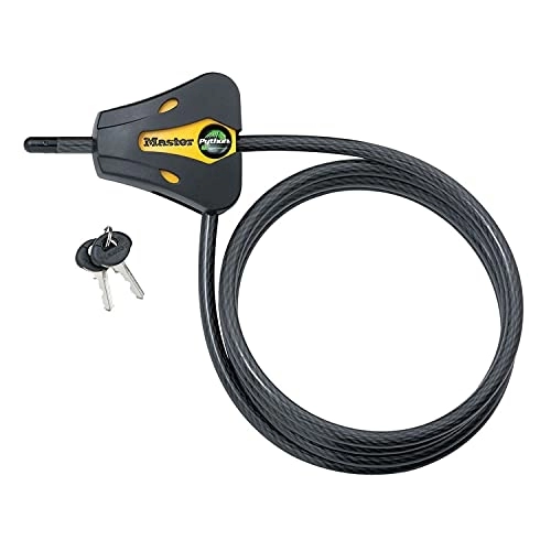 Bike Lock : Master Lock, Python Adjustable Keyed Cable Lock, 6 ft. Long, Yellow & Black, 8419DPF, Black and Yellow, 6' x 5 / 16" Diameter