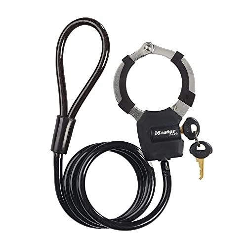Bike Lock : Master Lock Unisex's Cable Bike Lock with Cuff [1 Meter] 8275EURDPROBLK-Best Used for Scooter, Troller, Strolers, Sport Equipments, Black, One Size