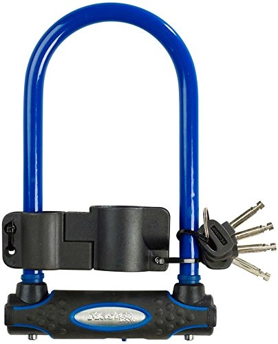 Bike Lock : MasterLock Street Fortum D Lock - Blue, 280x110mm / Bicycle Cycling Cycle Bike U-Lock Hardened Steel Strong Sold Gold Secure Shackle Anti Theft Touch Heavy Duty Metal Protective Security
