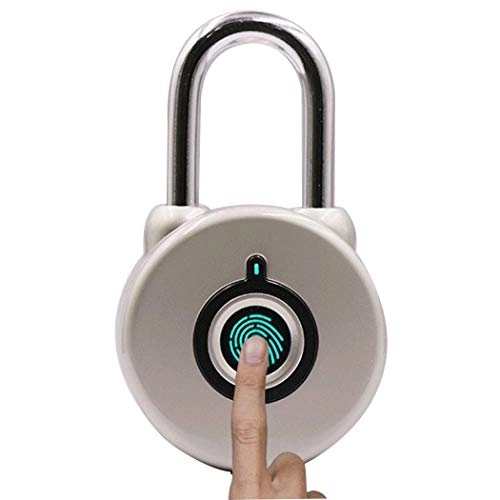Bike Lock : Mdzz Fingerprint Padlock Electronic Intelligent New Padlock Home Storage Cabinet Anti-theft Fingerprint Lock 9.5 x 5.5 x 3cm (Color : Silver)