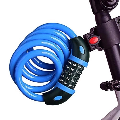 Bike Lock : MERYAL Bike Lock Bicycle Lock 5 Digit Code 1200mm*12mm Anti-theft Lock Bike Security Accessory Steel Cable Cycling Blue