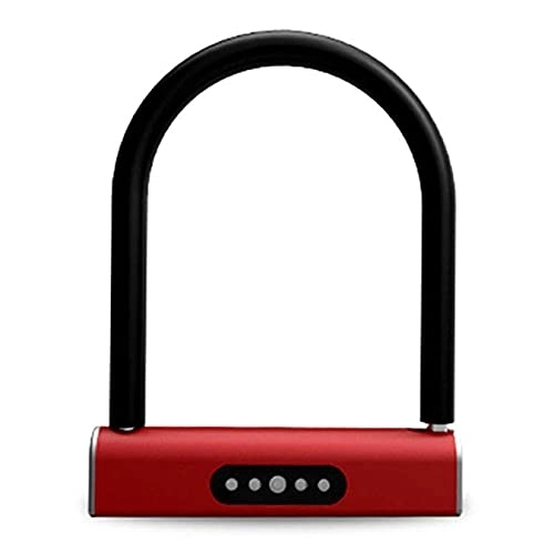 Bike Lock : MGUOTP Smart Bluetooth U-lock Cycling U-Locks Anti-theft Lock For Bicycle Tricycle Scooter Gate Anti-hydraulic Shear Unlock, Red, One Size (Color : Red, Size : One Size)