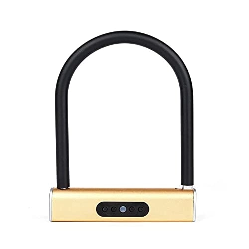 Bike Lock : MGUOTP Smart Bluetooth U-lock Cycling U-Locks Anti-theft Lock For Bicycle Tricycle Scooter Gate Anti-hydraulic Shear Unlock, Red, One Size (Color : Yellow, Size : One Size)