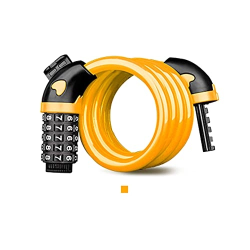 Bike Lock : MHUI Bicycle lock cable, 120cm high security 5-digit resettable combination coil bicycle cable lock, bicycle cable lock is suitable for bicycle outdoor, Yellow