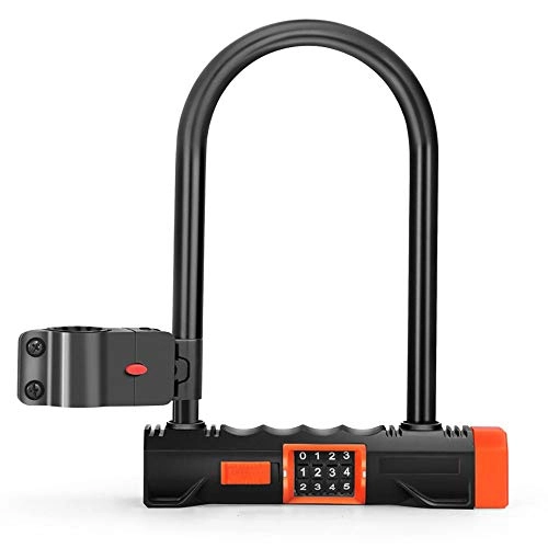 Bike Lock : MICEROSHE Practical Bicycle Lock Battery Car Lock Motorcycle Password Lock Electric Bicycle Lock Anti-hydraulic Shear U-shaped Lock Widely Used (Color : Black, Size : One Size)