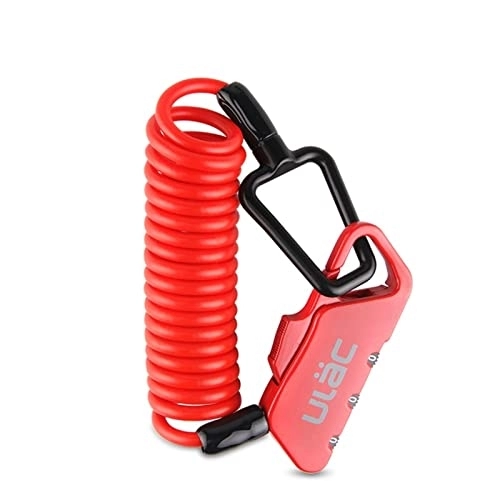 Bike Lock : Mini Bike Lock 1200mm Fold Backpack Cycling Helmet Bicycle Cable Lock 3 Digit Combination Anti-Theft Bike Bicycle Lock (Color : Red)