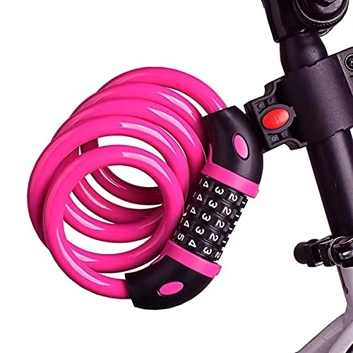 Bike Lock : MJJCY 2021 New Bicycle Lock Electric Bike Five-digit Code Lock for Mountain Bike Wire Ring Anti-theft Riding Equipment (Color : P15MMS-pink)