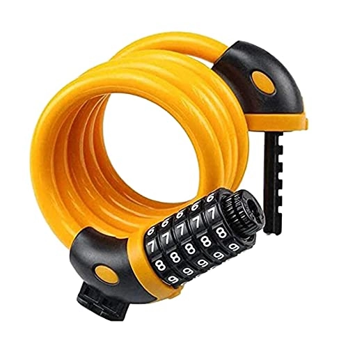 Bike Lock : MJJCY Steel 5-Digit Key Bicycle Combination Lock Anti-Theft Bike Safety Padlock Motorcycle Cable Lock Outdoor Cycling Accessories (Color : Orange)