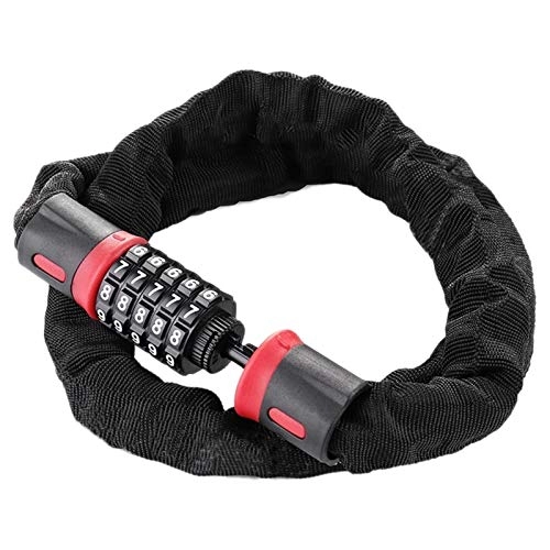 Bike Lock : Motorcycle Bike Lock Long Safty Chain Lock for Bike Anti-Theft Steel Password CodeCycling Electric Bicycle Accoessories (Color : Red)