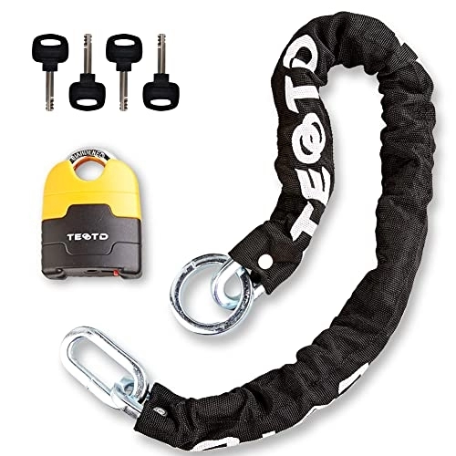 Bike Lock : Motorcycle Chain Lock 3feet / 90cm Long Heavy Duty Anti Theft Bike Chain Locks Security 10mm Thick Chain with Bright-Colored Lock, Cut Proof Moped Lock with 4 Keys for Bicycle, Scooter(Updated Version)