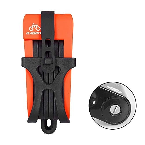 Bike Lock : MTCWD Folding Bicycle Anti-theft Lock Portable Bike Anti-hydraulic Shear Lock Suitable For Bicycle Bicycle Motorcycle Riding Equipment (Color : Orange)