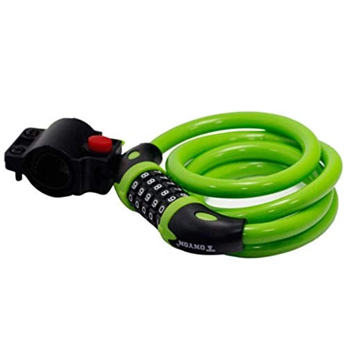 Bike Lock : MTWERS Bike Lock 5 Digit Code Combination Bicycle Security Lock 1000 mm x 12 mm Steel Cable Spiral Bike Cycling Bicycle Lock CUINA (Color : Green)