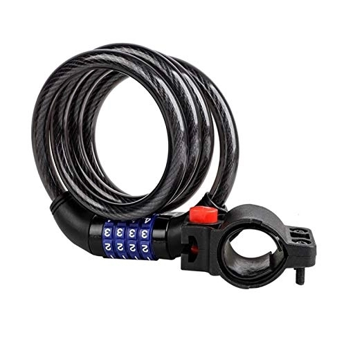 Bike Lock : MTXD Bike Lock Anti-theft Bicycle Security Lock 4 Digit Code Combination Password Steel Cable Spiral 1200 Mm Cycling Lock F12.18 (Color : Password lock)