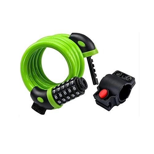 Bike Lock : MTXD Bike Lock Chain 5 Digit Code Password Bicycle Lock Cable Anti-theft Security Mountain Road Bike Cycle Wire Cycling Accessories F12.18 (Color : Green)