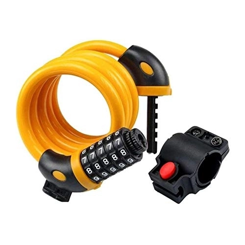 Bike Lock : MTXD Bike Lock Chain 5 Digit Code Password Bicycle Lock Cable Anti-theft Security Mountain Road Bike Cycle Wire Cycling Accessories F12.18 (Color : Orange)