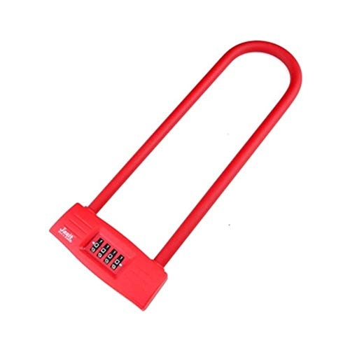 Bike Lock : MU Four-Digit Code Lock, Glass Door Lock, Anti-Theft Lock, Anti-Cut Double Open and Long U-Lock, Bicycle Lock U-Lock, Four Colors Optional, Red
