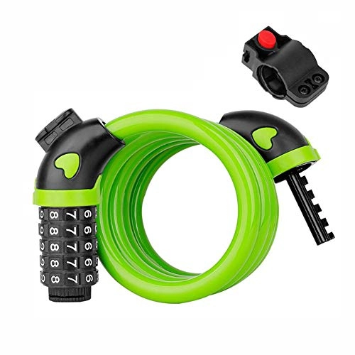 Bike Lock : MuMa Bike Lock, Security Anti-theft 5-Digit Resettable Combination Coiling Cable Lock，For Bicycle Outdoors, 1.2mx12mm (Color : Green, Size : 120cm)