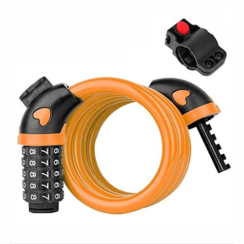 Bike Lock : MuMa Bike Lock, Security Anti-theft 5-Digit Resettable Combination Coiling Cable Lock，For Bicycle Outdoors, 1.2mx12mm (Color : Orange, Size : 120cm)