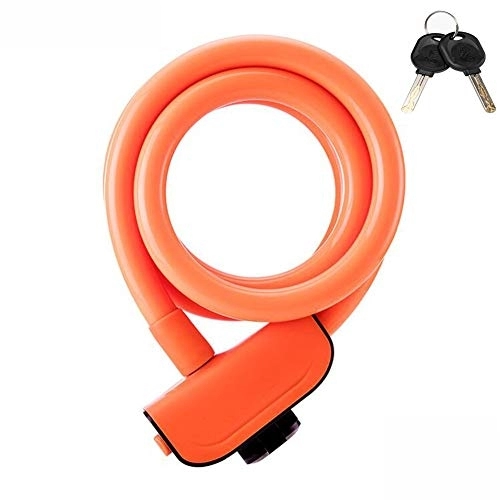 Bike Lock : MuMa Self Coiling Bike Cable Lock，With 2 Keys, 1.2M Anti-theft Steel Wire Cycling Chain Locks, ForElectric Cars Bicycle Lock (Color : Orange, Size : 120cm)